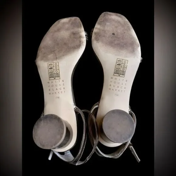 White House Black market Fabulous, strappy BRONZE leather sandal EUC 7M - Picture 10 of 13